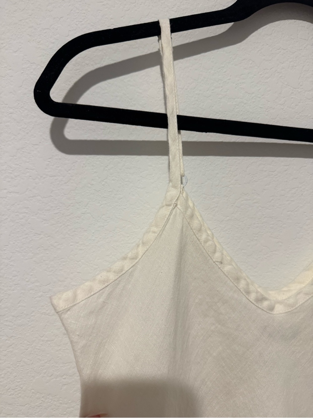 FLAX 100% Linen White Slip Dress Knee Length Minimalist Lightweight - Picture 2 of 9